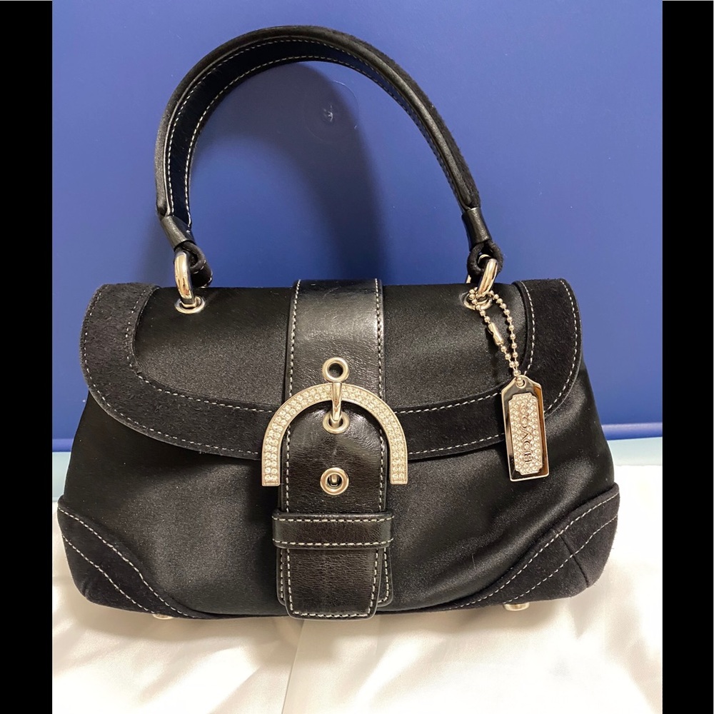 Coach Madison Satin Black evening bag